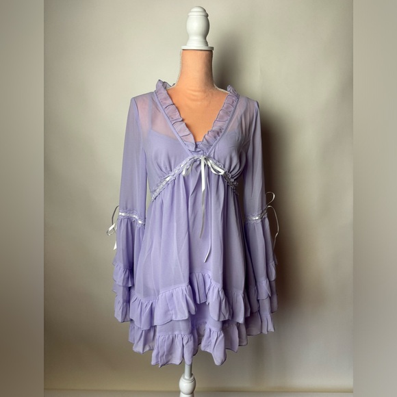 Dolls Kill Sugar Thrillz Real Divinity Mini Dress - Lavender - Picture 1 of 12